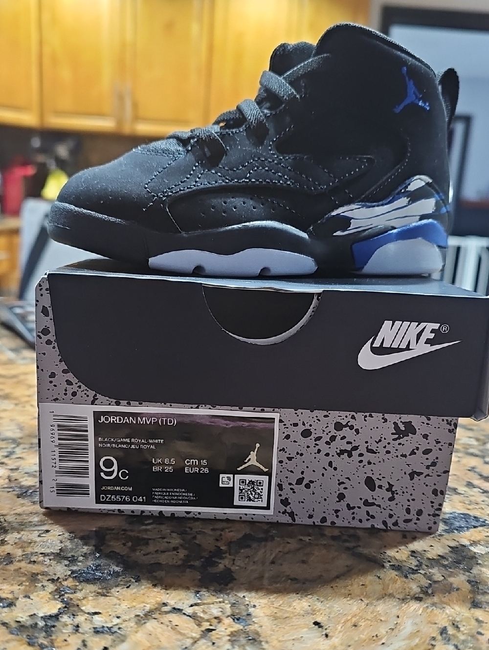 Jordan Toddler MVP Sneaker in Black and Royal Blue Never Worn